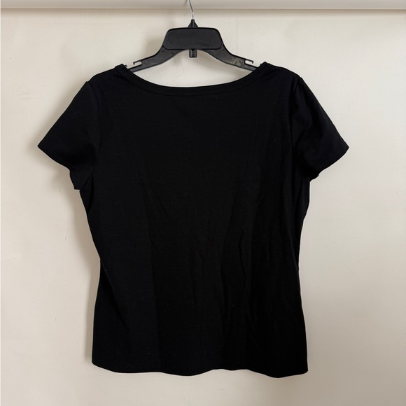 Lafayette 148 New York Black Short Sleeve Tee - Picture 2 of 3